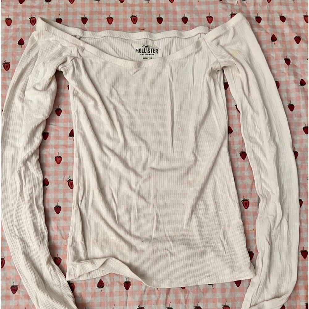 Hollister white long sleeve, tight but stretchy
